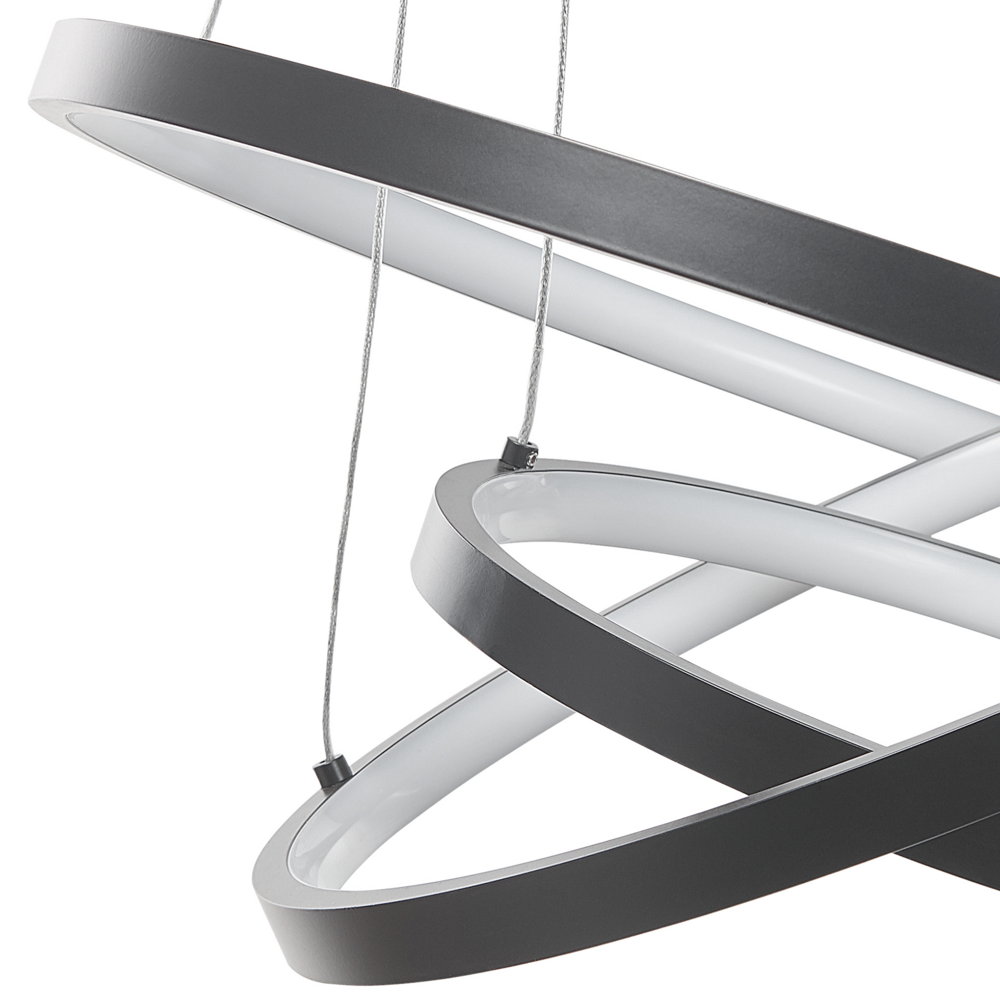 Lampada a Sospensione Moderna Illuminazione Integrata LED 3 Anelli Tondi Nero