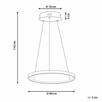 Moderna Lampada a Sospensione Illuminazione LED Integrata Anello Rotondo ø 40 cm Argento