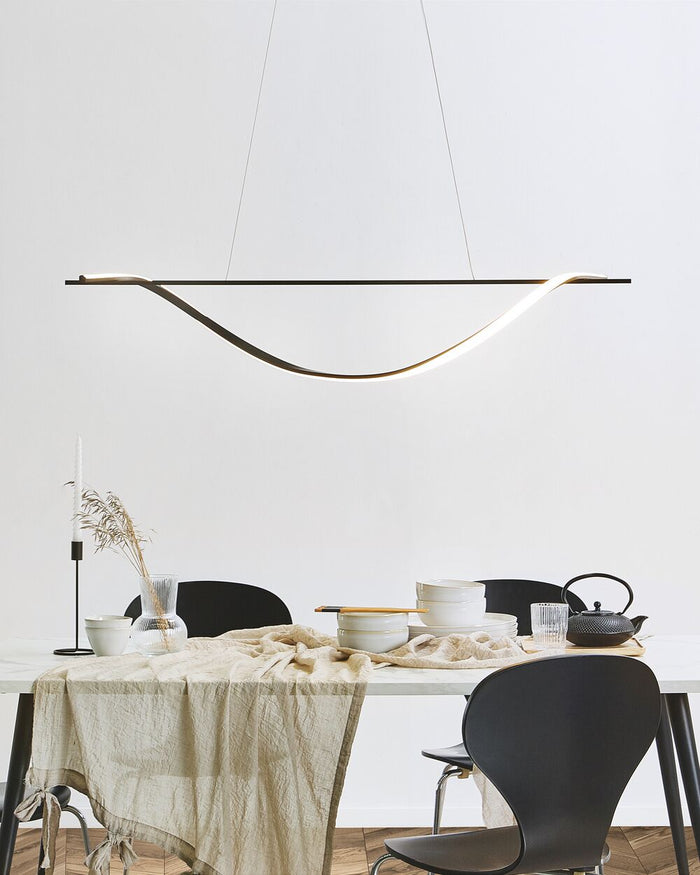 Lampada a Sospensione Moderna Integrata a Luce LED a Forma di Spirale in Metallo Nero