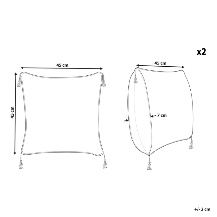 Set di 2 cuscini motivo geometrico nappe 45 x 45cm bianco e nero