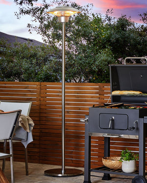 Stufa elettrica a fungo da giardino in alluminio color argento