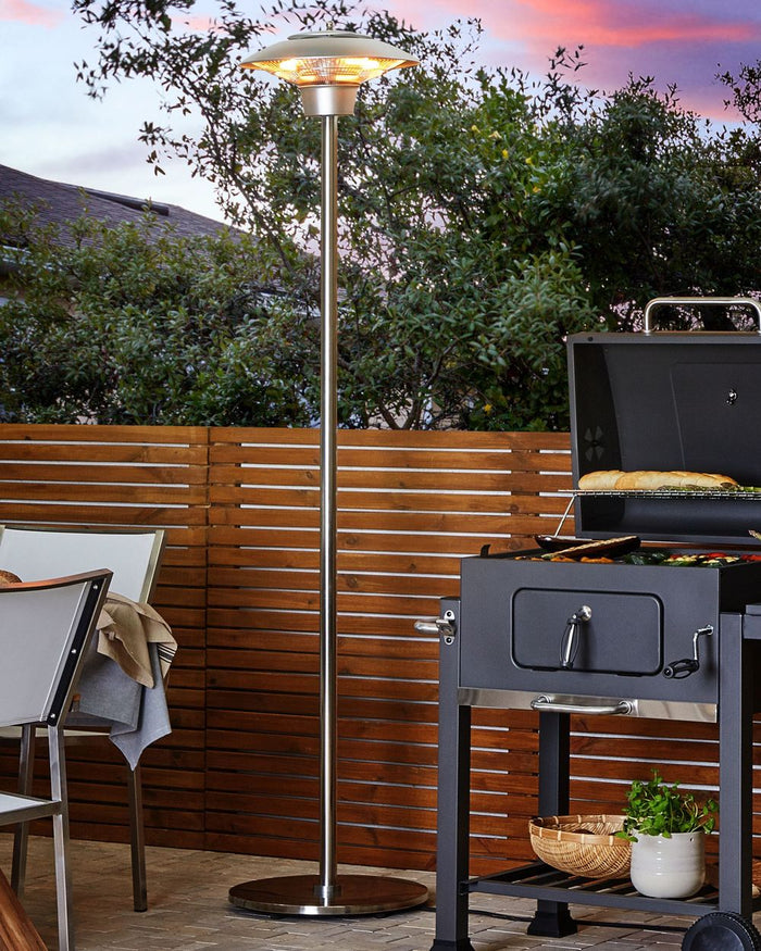 Stufa elettrica a fungo da giardino in alluminio color argento