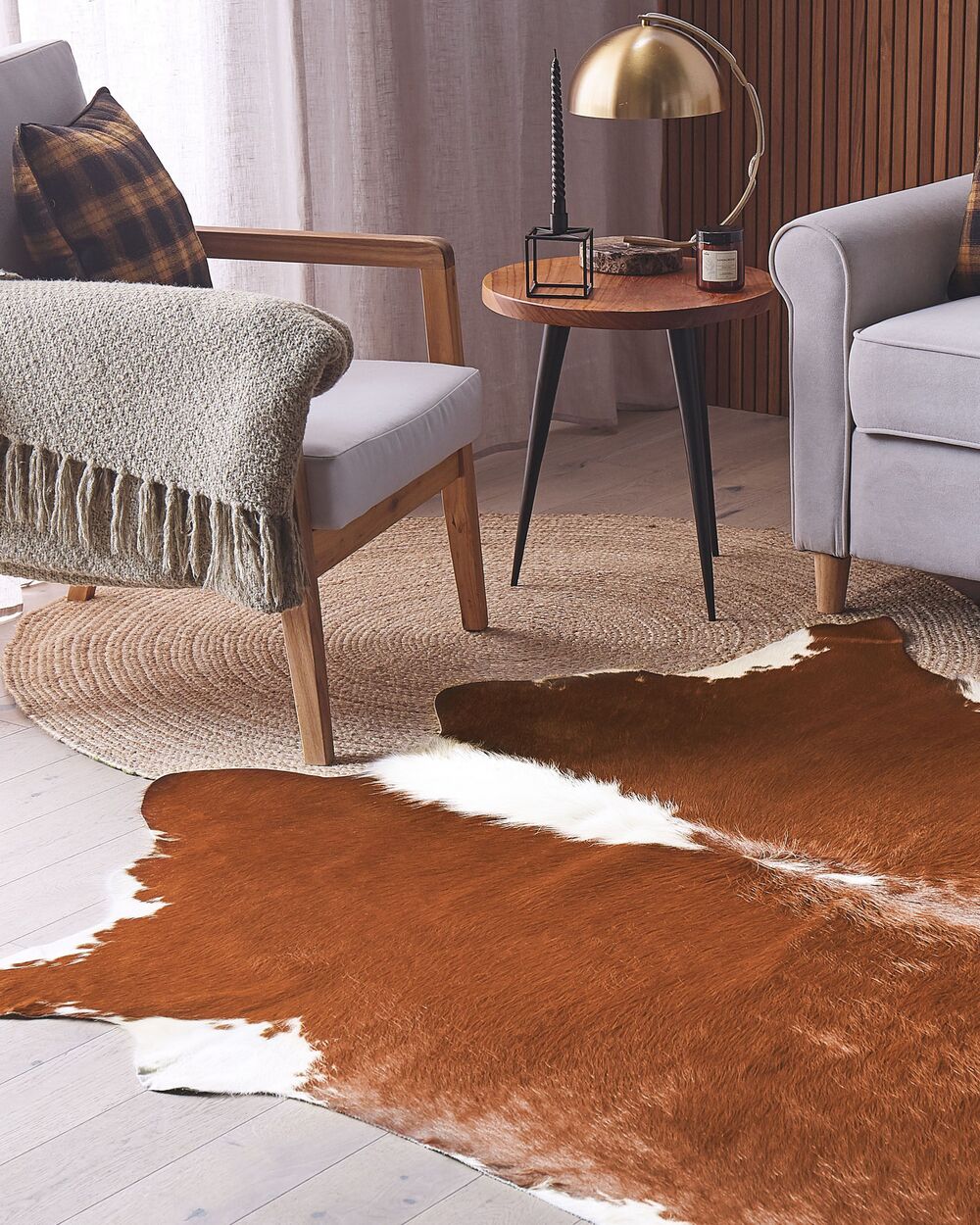 Tappeto in vera pelle di mucca marrone e bianco 3-4 mÂ² rustico brasiliano
