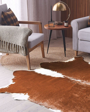 Tappeto in vera pelle di mucca marrone e bianco 3-4 mÂ² rustico brasiliano