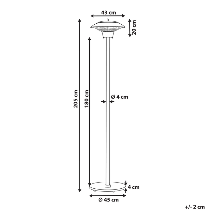 Stufa elettrica a fungo da giardino in alluminio color argento