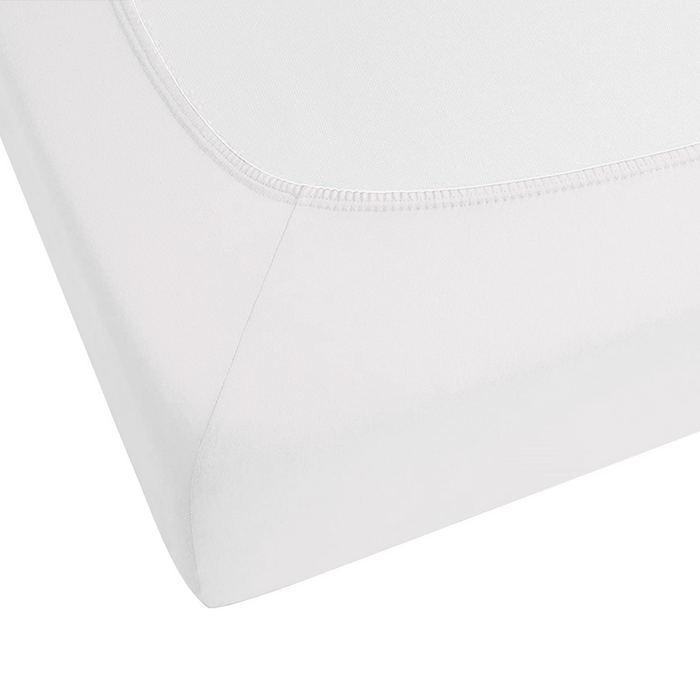 Lenzuolo con angoli cotone bianco 90 x 200 cm coprimaterasso elasticizzato modello classico a tinta unita camera da letto classica