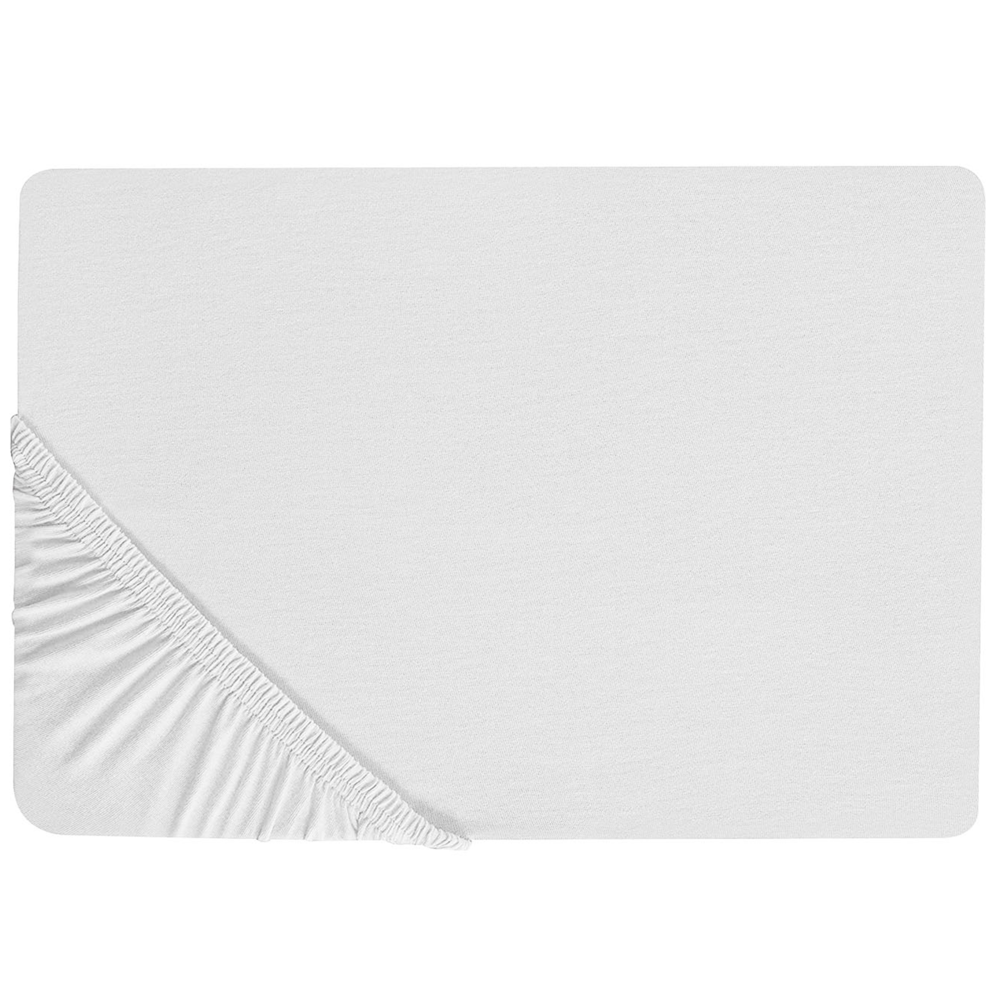 Lenzuolo con angoli cotone bianco 140 x 200 cm coprimaterasso elasticizzato modello classico a tinta unita camera da letto classica