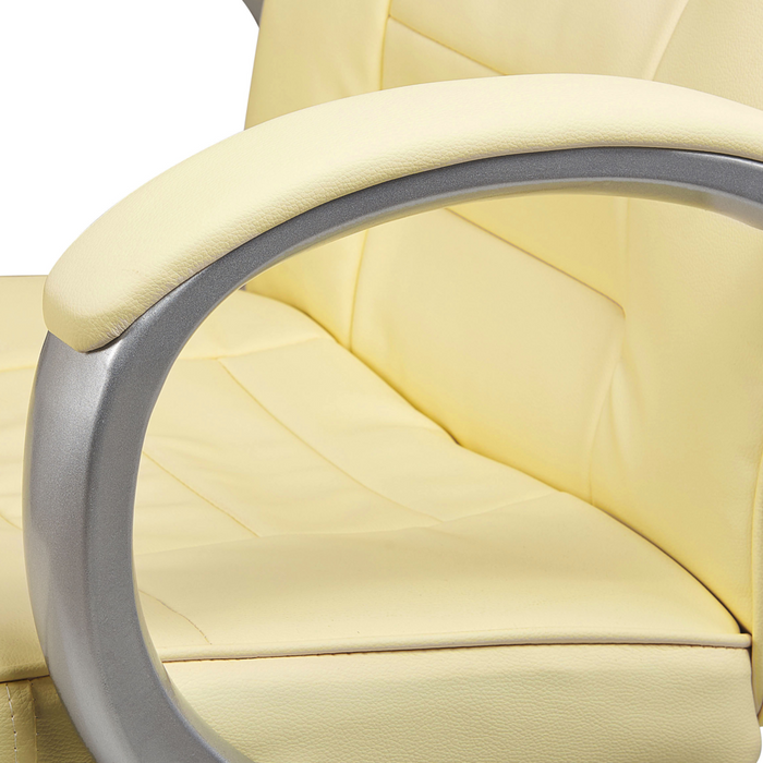 Poltrona da ufficio massaggiante riscaldata con seduta in pelle sintetica beige