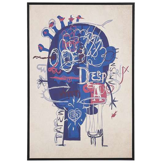 Quadro su tela con cornice motivo astratto stile vintage 63 x 93 cm di colore beige