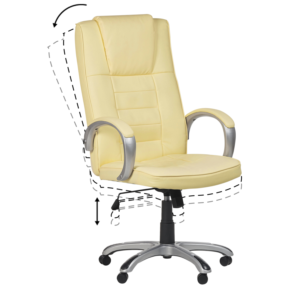 Poltrona da ufficio massaggiante riscaldata con seduta in pelle sintetica beige