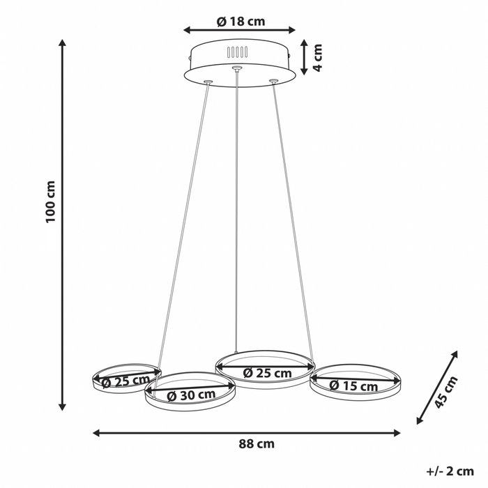 Moderna Lampada a Sospensione Integrata LED Luce 5 Anelli in Alluminio Nero