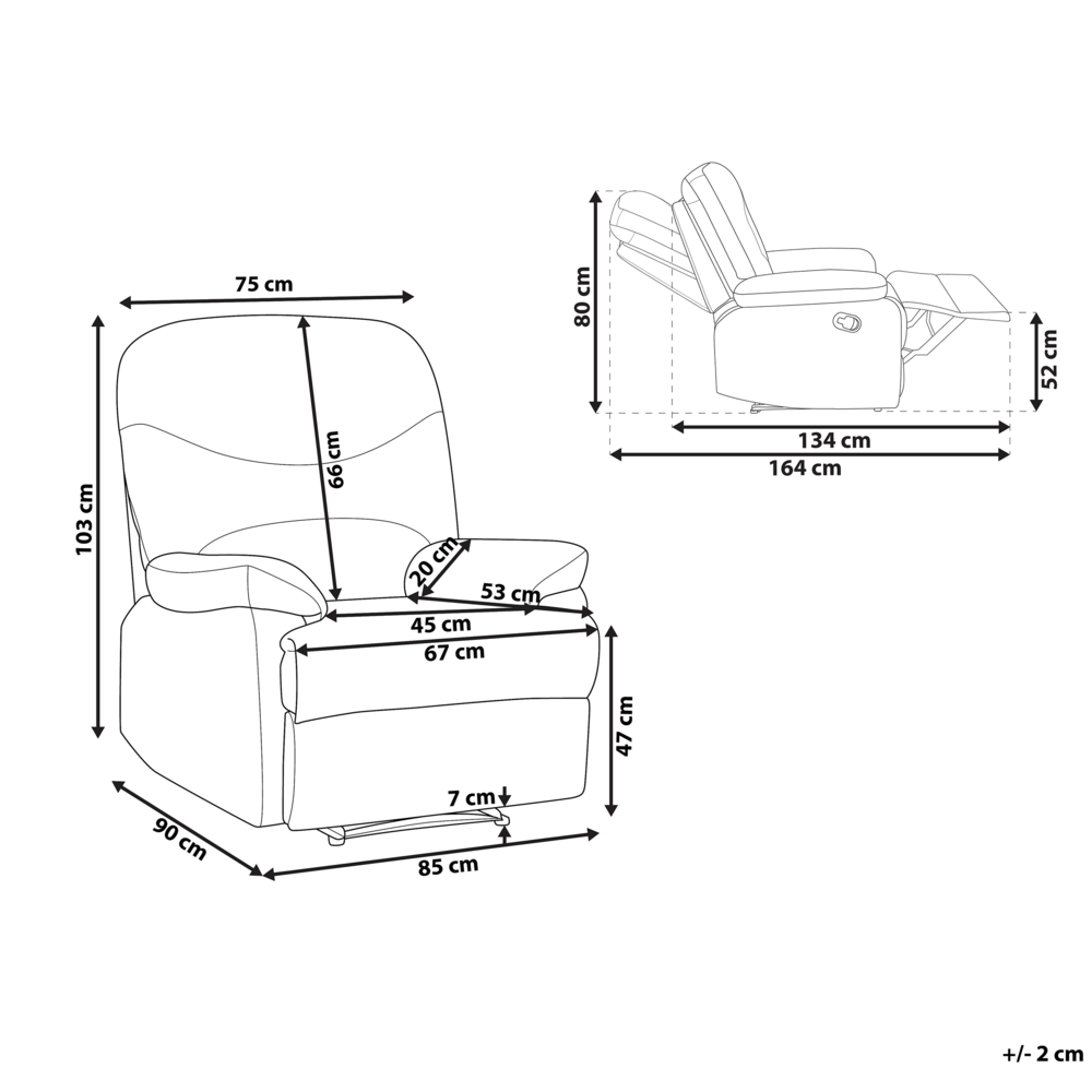 Sedia reclinabile Rivestimento in velluto Nero Push-Back Schienale e poggiapiedi regolabili manualmente Poltrona dal design retrò