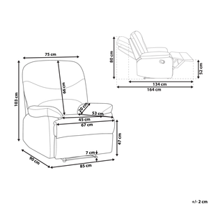 Sedia reclinabile Taupe Rivestimento in velluto Push-Back Schienale e poggiapiedi regolabili manualmente Poltrona dal design retrò