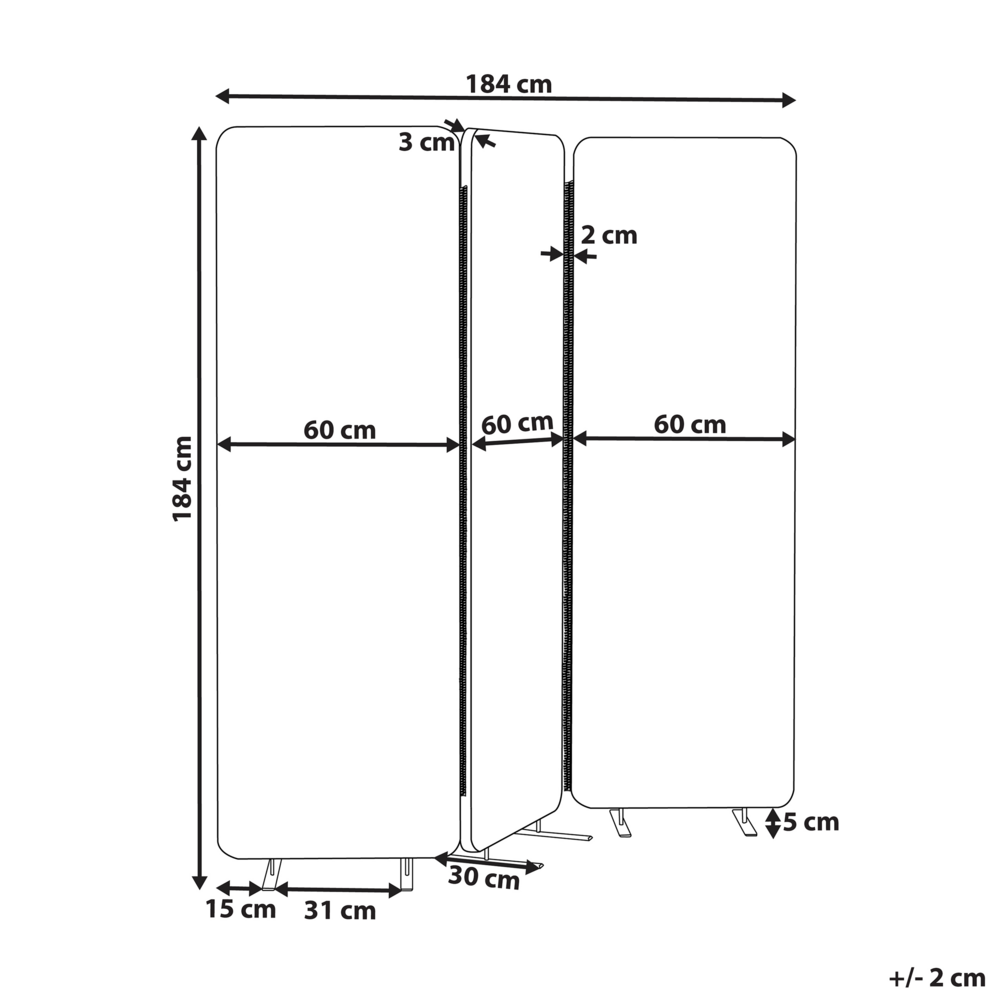 Paravento acustico a 3 ante separè divisorio ufficio blu moderno