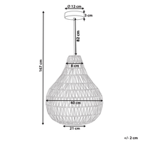 Lampadario in Carta Beige con Paralume Intrecciato Rotondo Stile Boho