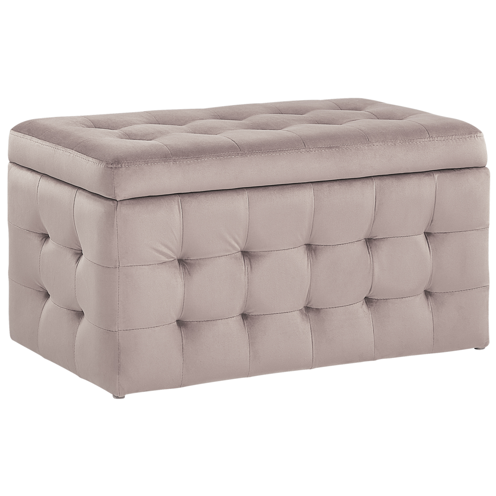Pouf Cassapanca Imbottito in Velluto di colore Rosa Stile Chesterfield moderno glamour