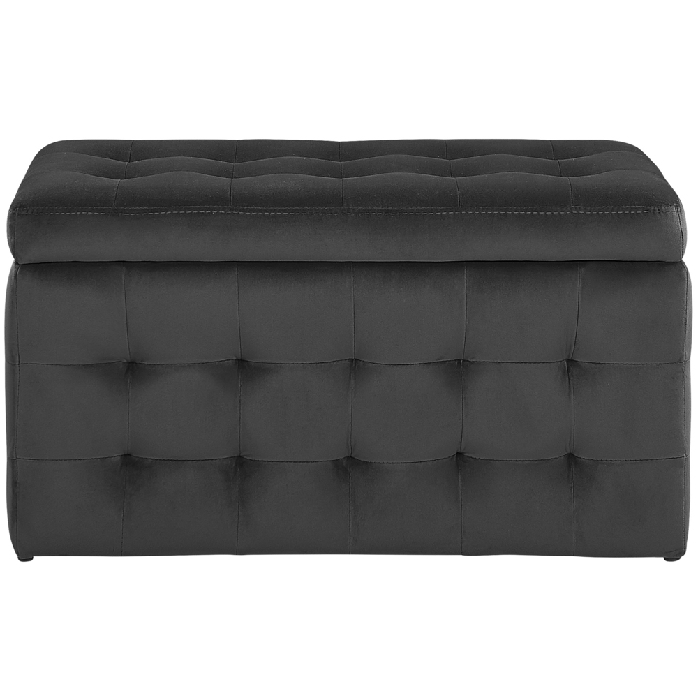 Pouf Cassapanca Imbottito in Velluto di colore Nero Stile Chesterfield moderno glamour