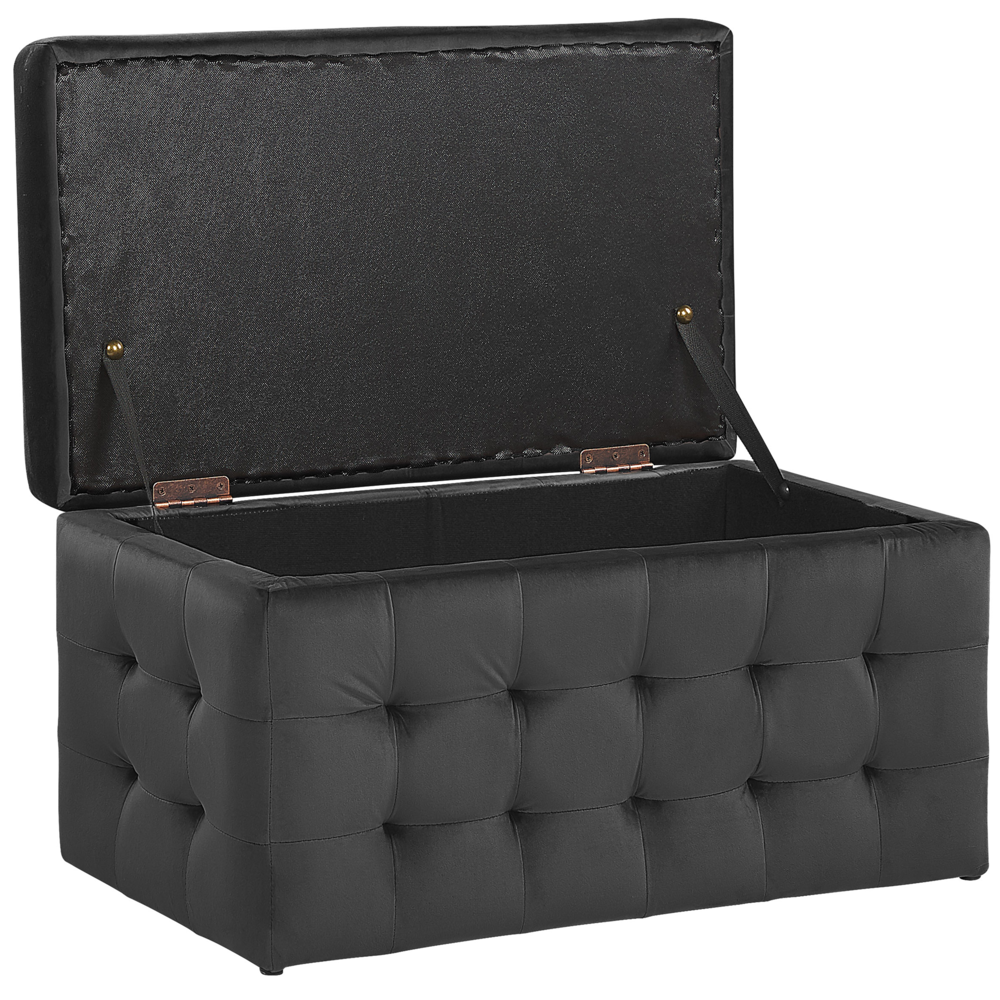 Pouf Cassapanca Imbottito in Velluto di colore Nero Stile Chesterfield moderno glamour