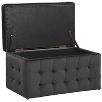 Pouf Cassapanca Imbottito in Velluto di colore Nero Stile Chesterfield moderno glamour