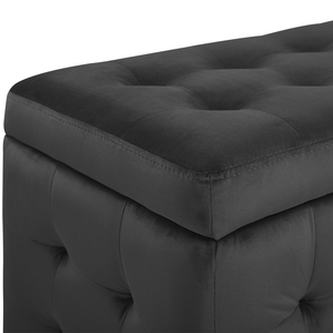 Pouf Cassapanca Imbottito in Velluto di colore Nero Stile Chesterfield moderno glamour