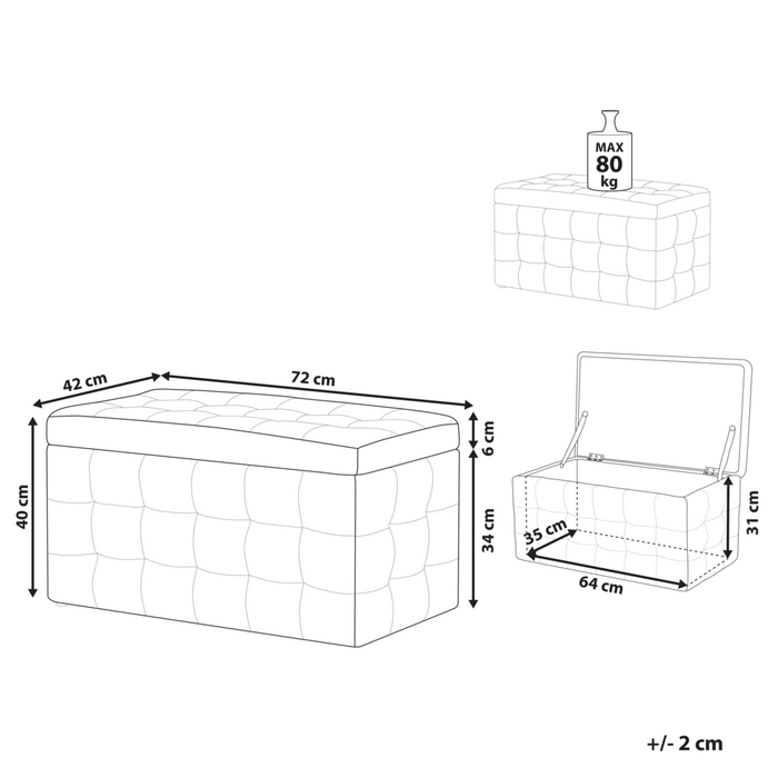 Pouf Cassapanca Imbottito in Velluto di colore Nero Stile Chesterfield moderno glamour