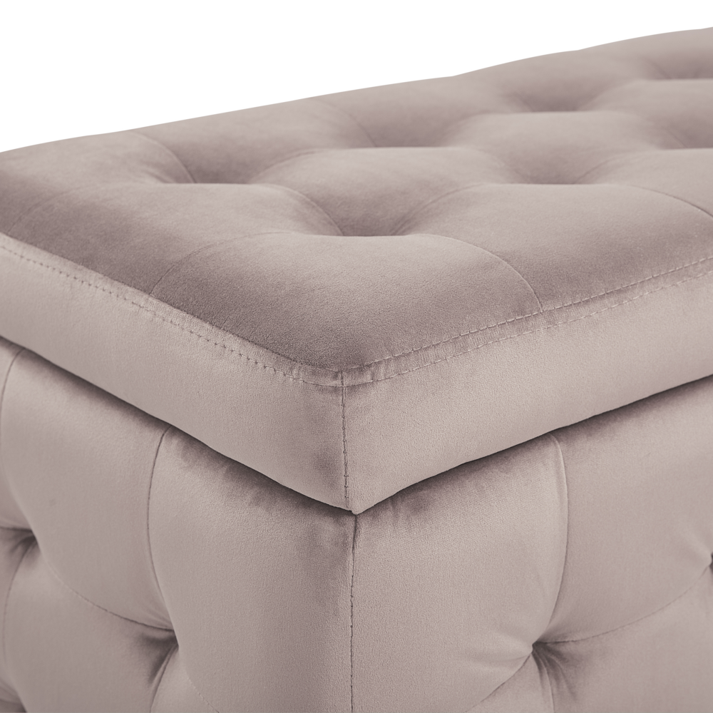Pouf Cassapanca Imbottito in Velluto di colore Rosa Stile Chesterfield moderno glamour
