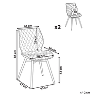 Set di 2 sedie da pranzo tappezzeria in tessuto blu gambe  in metallo nero stile retrò rustico