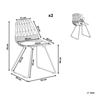 Set di 2 sedie da pranzo Struttura in metallo dorato Seduta in ecopelle nera Schienale geometrico Design moderno e glamour
