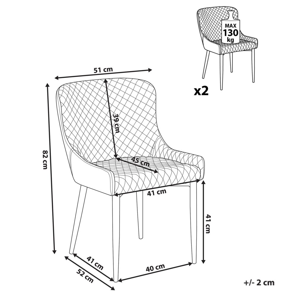 Set di 2 sedie da pranzo imbottite in velluto giallo trapuntato