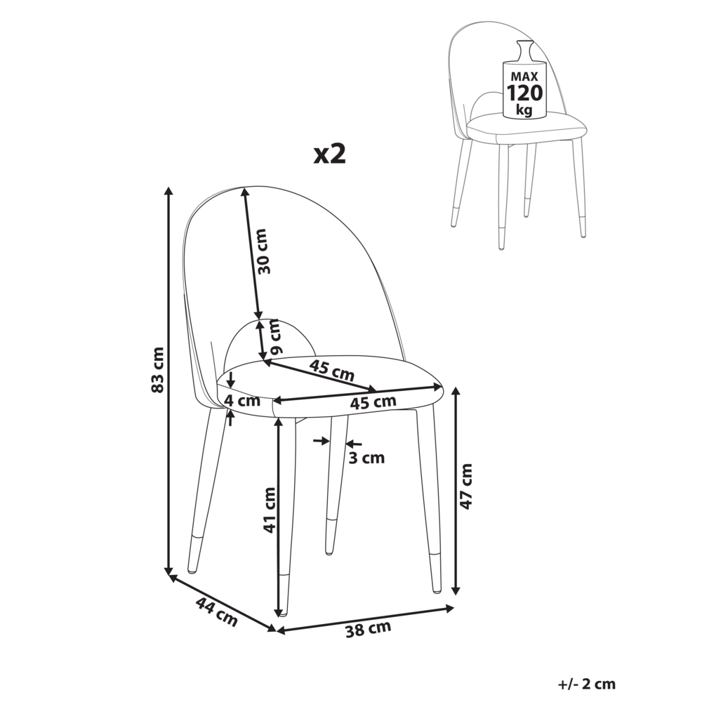 Set di 2 sedie da pranzo rivestimento in velluto grigio gambe nere glamour retrò