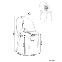 Set di 2 sedie da pranzo rivestimento in velluto grigio gambe nere glamour retrò