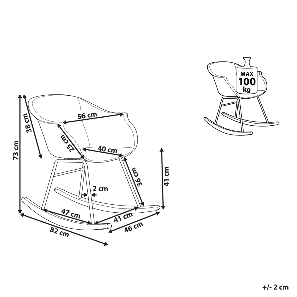 Sedia a Dondolo Rosa Materiale sintetico Gambe in metallo Seduta a conchiglia Pattini in legno massello Stile moderno