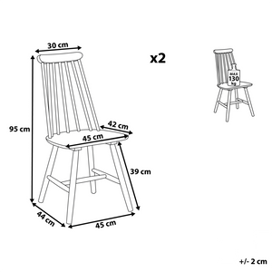 Set di 2 sedie da pranzo Sedia da cucina con schienale in legno massello Nero