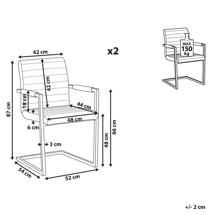 Set di 2 Sedie da conferenza a sbalzo Sedie imbottite nere in ecopelle Sala da pranzo moderna retrò Sala conferenze