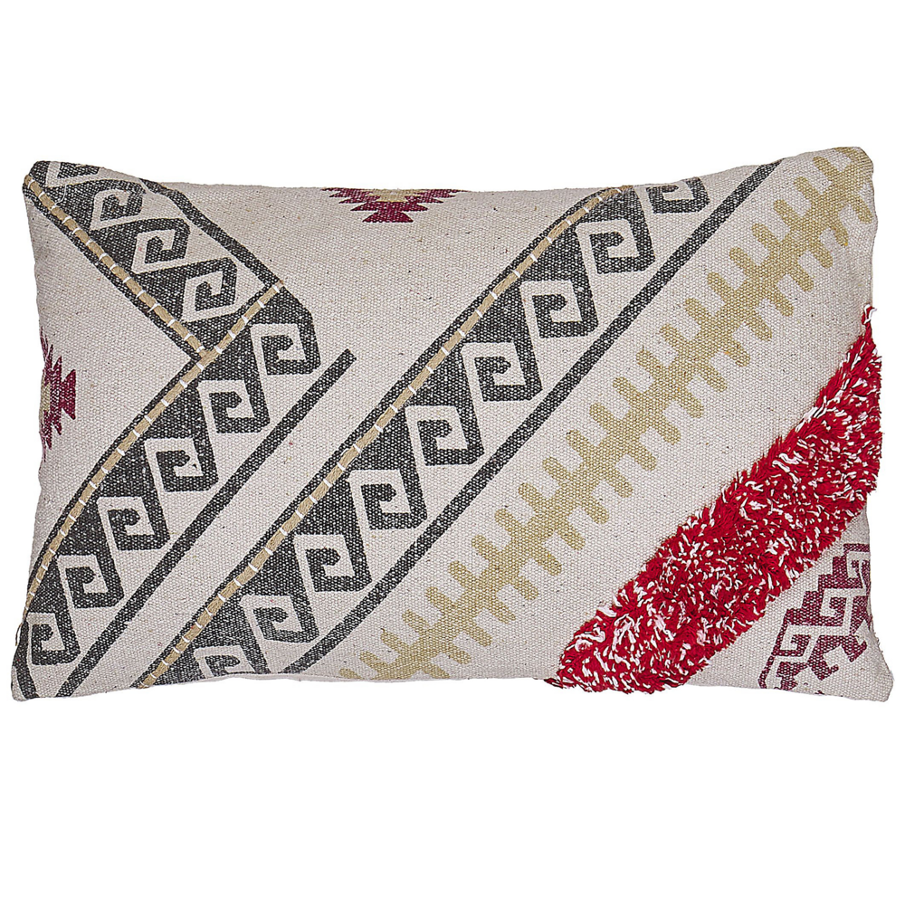 Cuscino boho in cotone con motivo geometrico stampato 30 x 50 cm multicolore