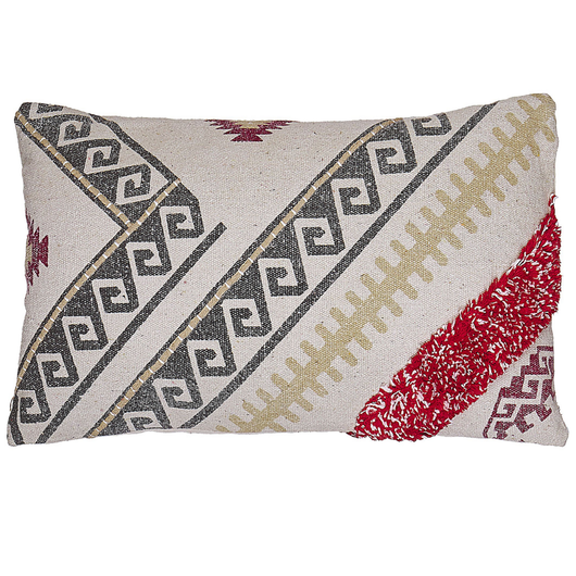 Cuscino boho in cotone con motivo geometrico stampato 30 x 50 cm multicolore