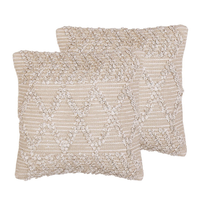 Set di 2 cuscini stile boho beige cotone motivo geometrico 45 x 45 cm accessori soggiorno