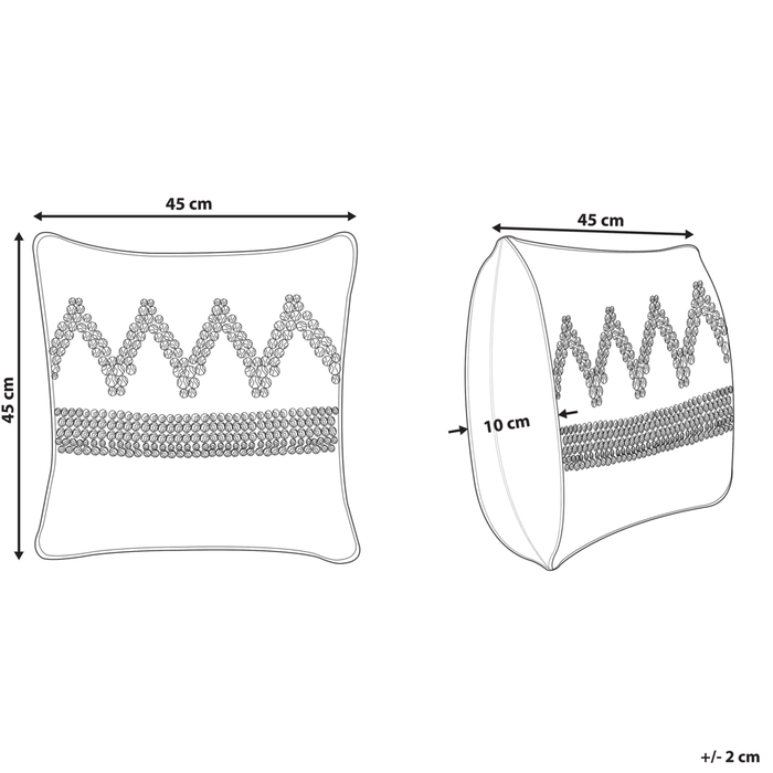 Cuscino boho in cotone con motivo geometrico 45 x 45 cm beige e blu