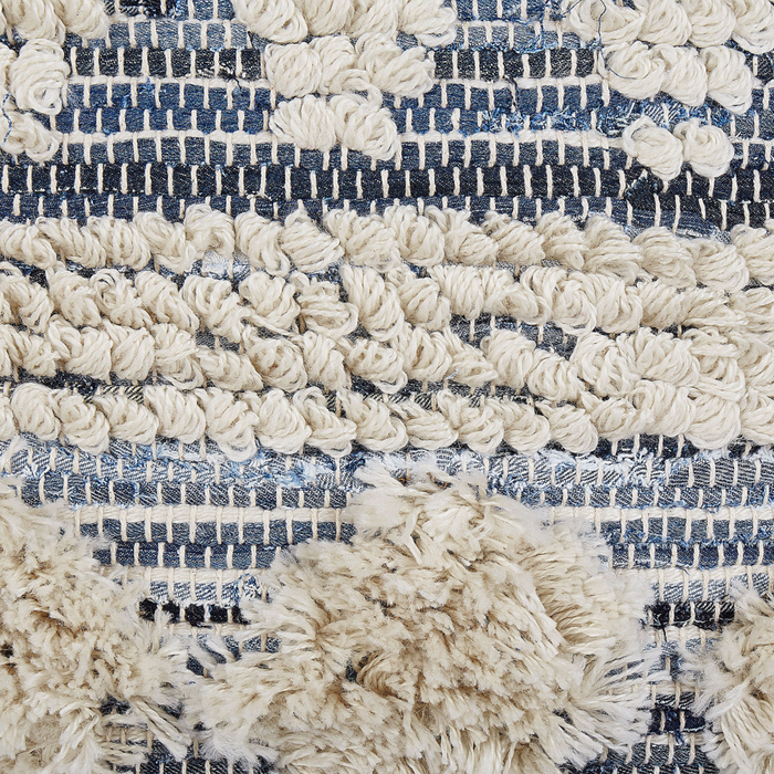 Set di 2 cuscini boho in cotone con motivo geometrico 45 x 45 cm beige e blu