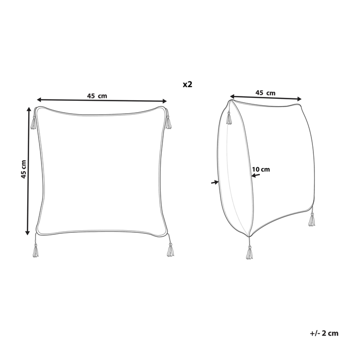 Set di 2 cuscini boho beige e nero in cotone motivo geometrico 45 x 45 cm