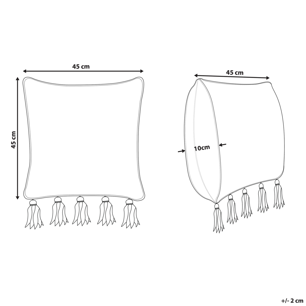 Cuscino motivo geometrico nappe 45 x 45 cm di colore beige e nero in stile boho