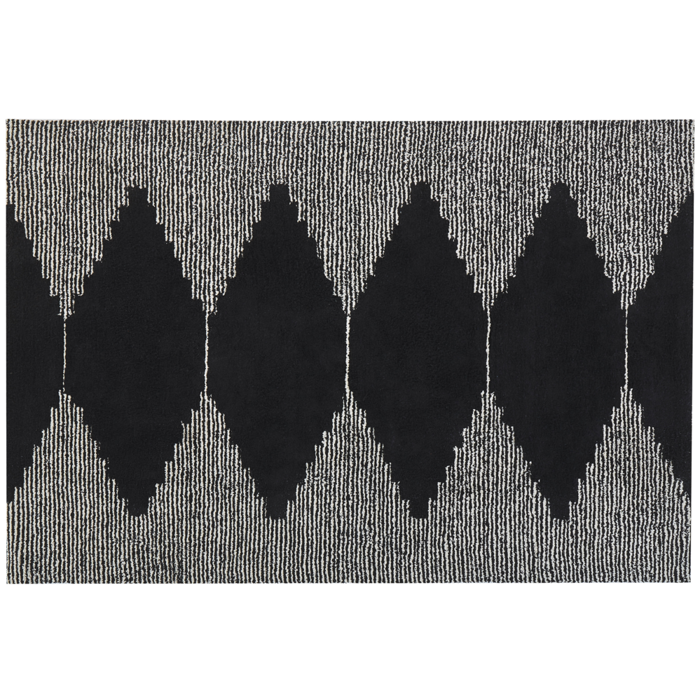 Tappeto pelo corto bianco e Nero in cotone modello geometrico pelo corto 160 x 230 cm