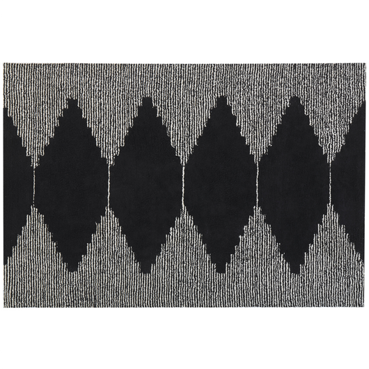 Tappeto pelo corto bianco e Nero in cotone modello geometrico pelo corto 160 x 230 cm