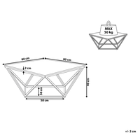 Tavolino da caffè beige piano effetto marmo base in metallo oro 80 x 80 cm