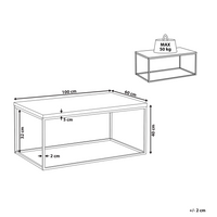 Tavolino Grigio Effetto Cemento Gambe in Metallo Nero 100 x 60 cm Rettangolare Industrial Glam