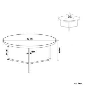 Tavolino da caffè in legno chiaro da tavolo con gambe in metallo Nero rotondo grande 80 x 80 x 40 cm mobili da soggiorno