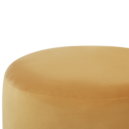 Poggiapiedi rotondo in velluto giallo con pouf da toeletta Glam Sgabello con dorato