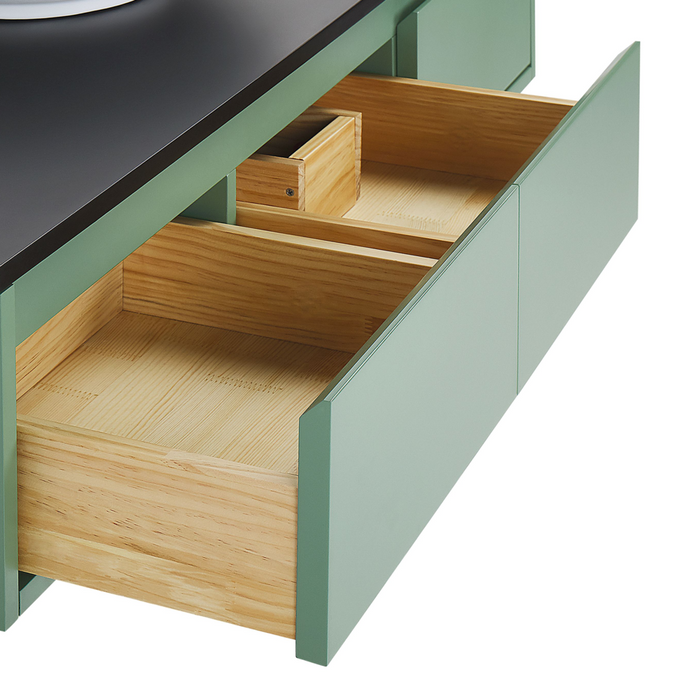 Mobile da bagno legno chiaro MDF verde MDF set mobili 4 pezzi lavabo di ceramica e specchio Zaragoza