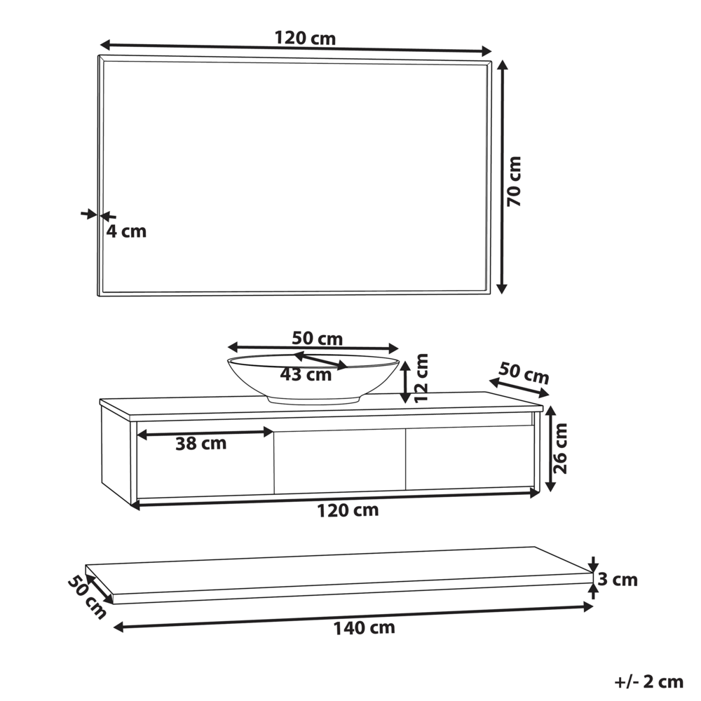 Mobile da bagno legno chiaro MDF verde MDF set mobili 4 pezzi lavabo di ceramica e specchio Zaragoza