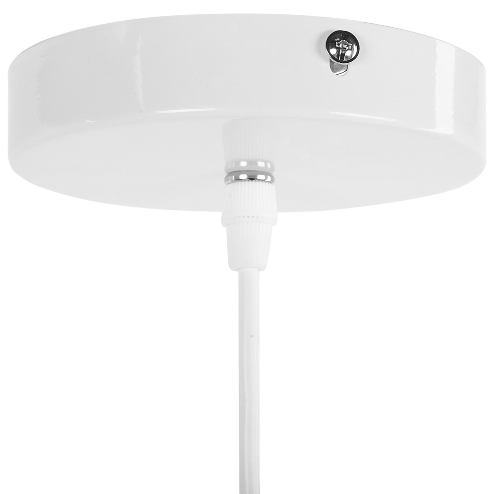 Lampada a sospensione da soffitto a 1 luce bianca con paralume rotondo in alluminio lucido da cucina moderna